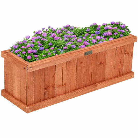 Liviza Wood Rectangular Decorative Planter Box, Window Decorative Garden Box, Planter Stand for Patio Balcony Grass Lawn Yard