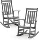 Oversized Outdoor Rocking Chairs Set of 2,All Weather Rocker Chair with More Comfortable Seat Panel for Porch Patio Outside(Grey)
