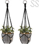 Artilady Black Hanging Planter for Indoor Plants Macrame Plant Hanger Large Hanging Plant Holder Basket with Adjustable Beads Outdoor Window Boho Plant Wall Decor (Black Bead)