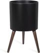 D'vine Dev 12 Inch Planter Pot with Stand, Mid-Century Tall Plant Pot with Legs for Indoor Plants, Large, Black, 88-O-C-2
