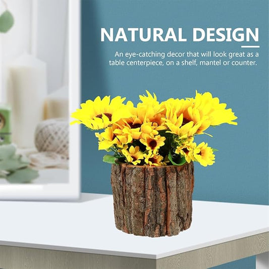 PRETYZOOM 6 Pack Wood Bark Rustic Natural Wood Log Flower Pots for Succulent Plants Farmhouse Style Table Centerpiece 3.5X3.5X3.1 Inches