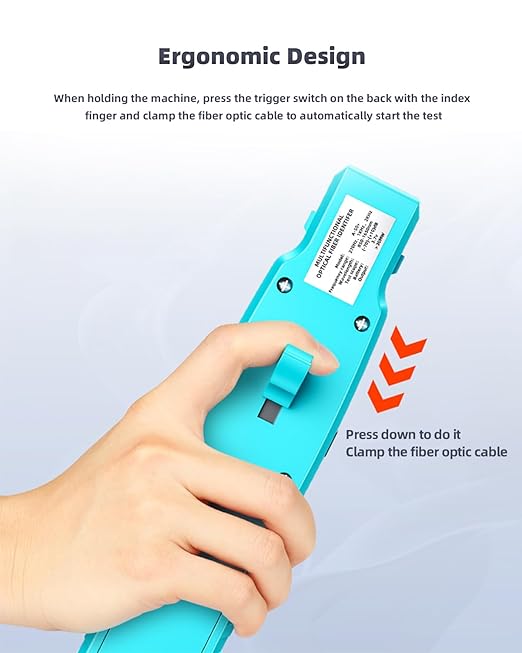 Buacoz Fiber Optic Identifier with Power Meter Red Light Source, 5-in-1 All-in-One Tool for Single - Multi-Mode, Rechargeable Fiber Direction Tester with Clamp, Measuring Range -70-10dBm