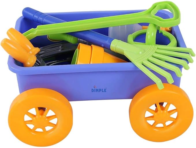 Dimple Garden Wagon & Tools Toy Set Premium 15 Pcs Kids Gardening Tools & Wagon Toy Set - Sturdy & Durable - Top Yd, Beach, Sand, Garden Play Set for Kids & Toddlers