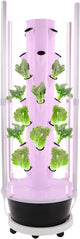 Hydroponic Growing System, 28-Plant Vegetable Planter Tower with LED Light, Outdoor Indoor Garden Vertical Planter Germination Kit with Water Pump, Intelligent Water Circulation & Timer Function