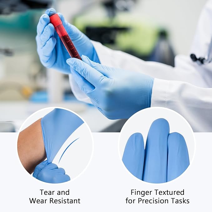 Schneider Nitrile Exam Gloves, Blue, 4 mil, Powder-Free, Latex-Free, for Medical Exam, Cleaning and Food Prep, Non-Sterile