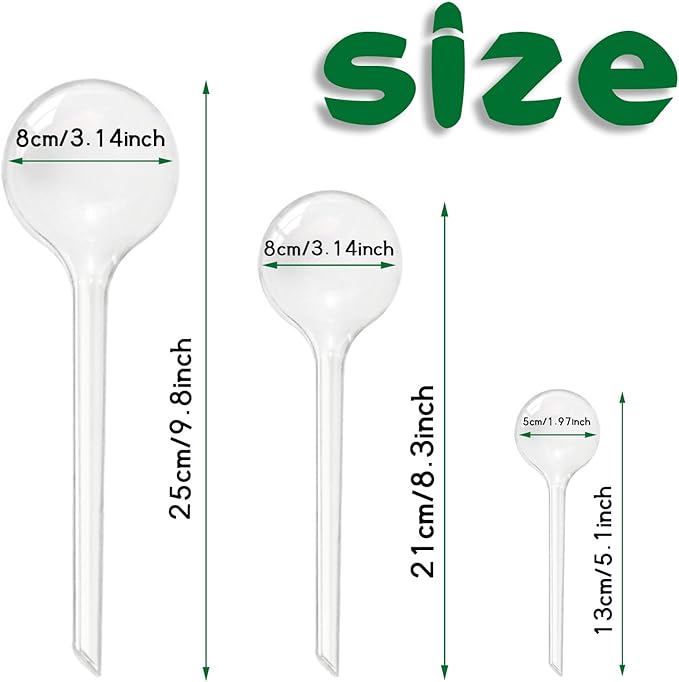 20 PCS Clear Plant Watering Globes,Plastic Self-Watering Bulbs,Self Watering Planter Insert Plant Accessories for Plants Indoor,Outdoor,Flowerpot,Home Garden(Large,Medium,Small)