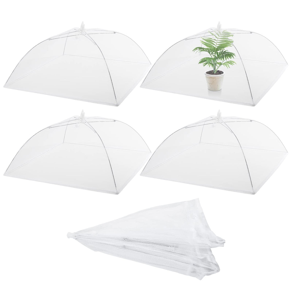 Sawysine 4 Pack Mesh Plant Cover Dome Tent Protector,17 X 17 Inch,White
