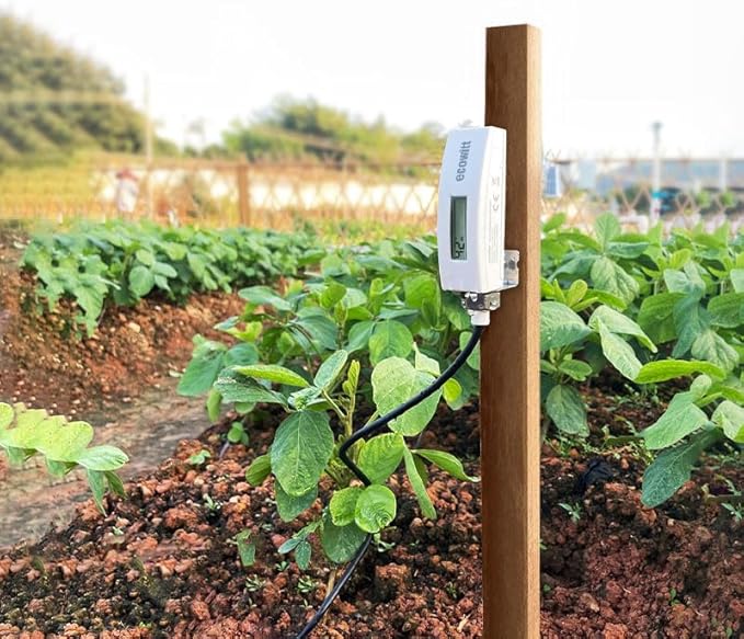 ECOWITT WH51L Soil Moisture Sensor with 1m/3.28ft PVC Wire Probe, LCD Display, Needs to Pair with Wi-Fi Gateway, 915 MHz