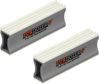 FurDozer Pet Hair Remover & Auto Detailing Tools - Cat & Dog Hair Remover for Carpets, Car Interiors, Couches, Bedding, & Pet Furniture (Gray, (2 Pack) - X3 PRO)