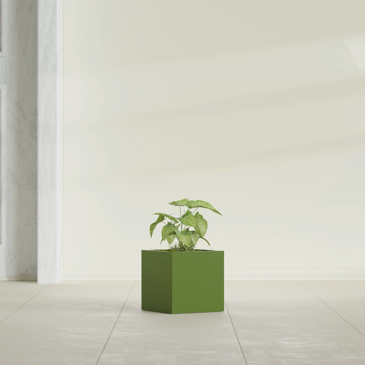 Greenline Jack Large Square Cube Fiberglass Planter, Modern Indoor/Outdoor