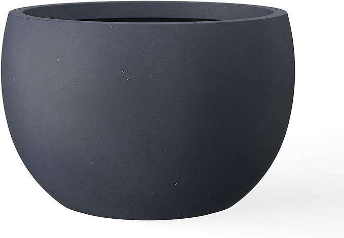 Kante 19.9" Dia Round Concrete Planter, Outdoor/Indoor Large Bowl Plant Pots with Drainage Hole and Rubber Plug for Garden Patio Balcony Home, Charcoal