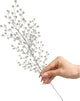 White Crystal Picks Sparkling Glitter Berry Stem Ornaments Festive Christmas Tree Crystal Decorations Vase Fillers Holiday & Wedding Party Decor(K112-silver,1pcs)