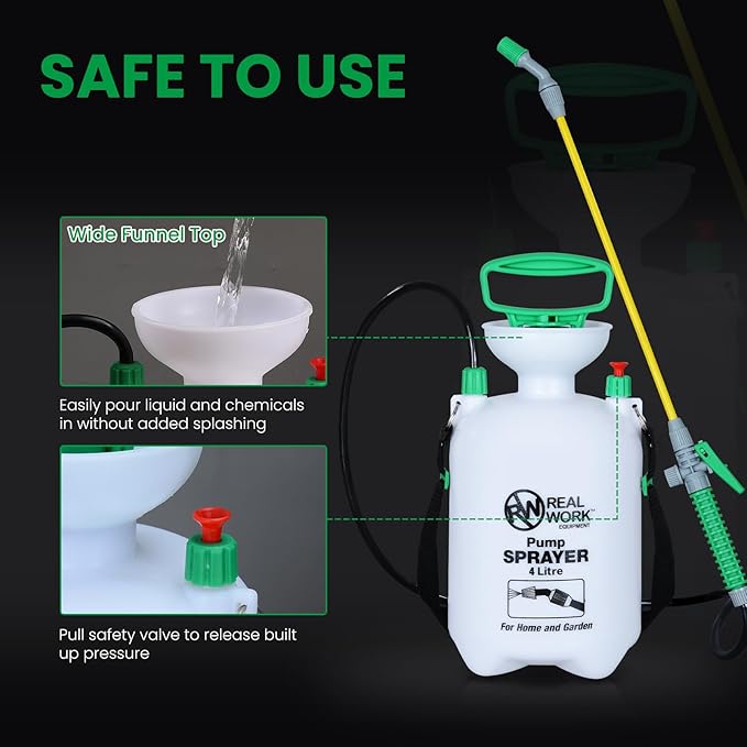 REALWORK 1-Gallon Handheld Tank Sprayer with Easy-Carry Shoulder Strap for Lawn, Garden, Yard, in Translucent White