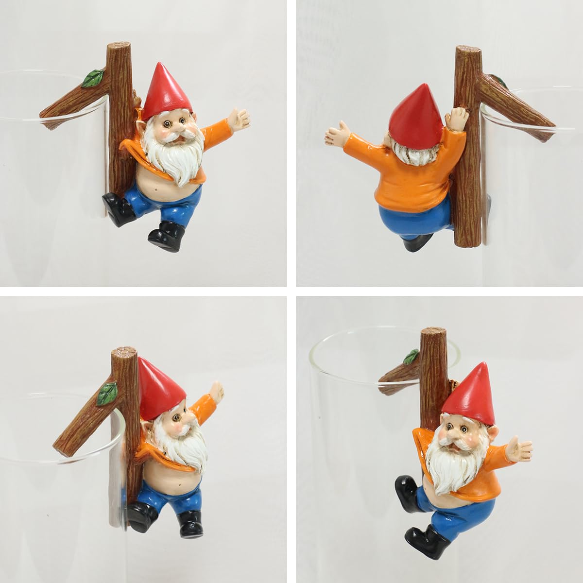 JARPSIRY Funny Garden Gnome Statue Flower Pot Hugger, Jackets Hanging on Branch Gnome Figurine Resin Sculpture Outdoor Decor Patio Lawn Yard Fence Plant Pot Ornaments