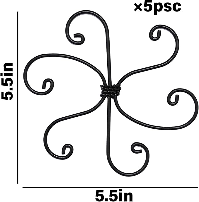 Black Monstera Plant Support 5.5IN 5PCS Premium Stem Support System for Indoor Plants, Durable Stabilizer for Monstera and Climbing Plants, Easy Installation Leaf Holder, Fishbone Cactus Stake