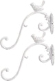 Sungmor Cast Iron Plant Hanger Wall Hooks, Heavy Duty Hanging Basket Brackets, Lovely Bird Shape & 10 inch & 2PC White, Decorative Wall Hangers for Planters Lanterns Bird Feeders Houses Wind Chimes