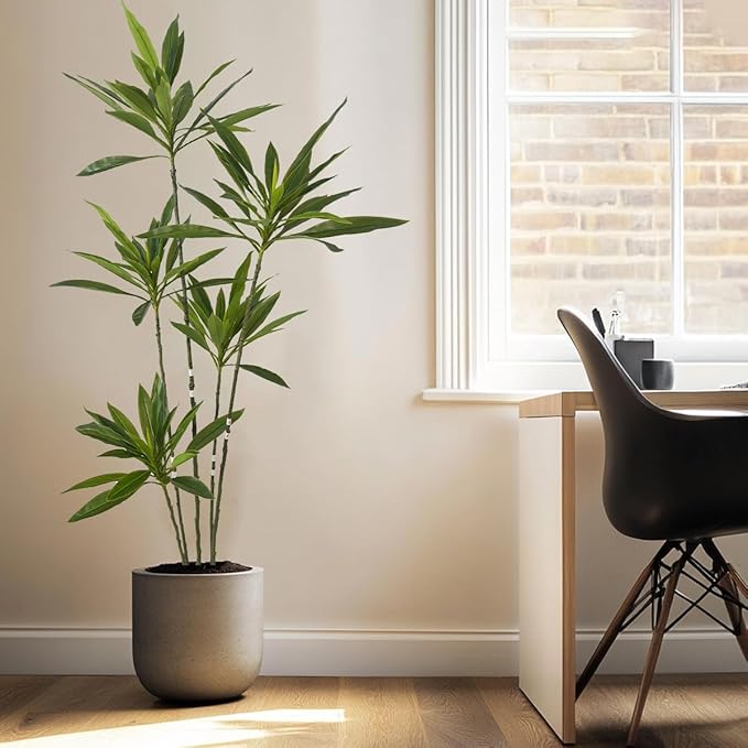 Artificial Cordyline Plant, 6 Ft Tall Green Leaves, 5 Stems with Pot, Indoor Decorative Tree(Green)