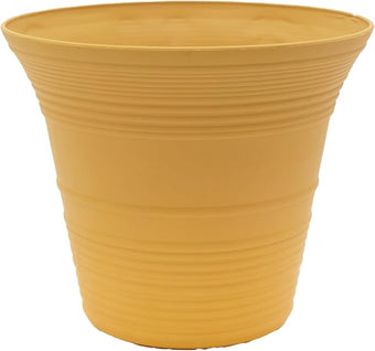 The HC Companies Sedona Round Self-Watering Pot - Lightweight Self Care Planter - Plastic Planter for Herbs & More - Durable Plant Pots for Indoor Plants & Outdoor Plants (14" Honey, Pack of 1)