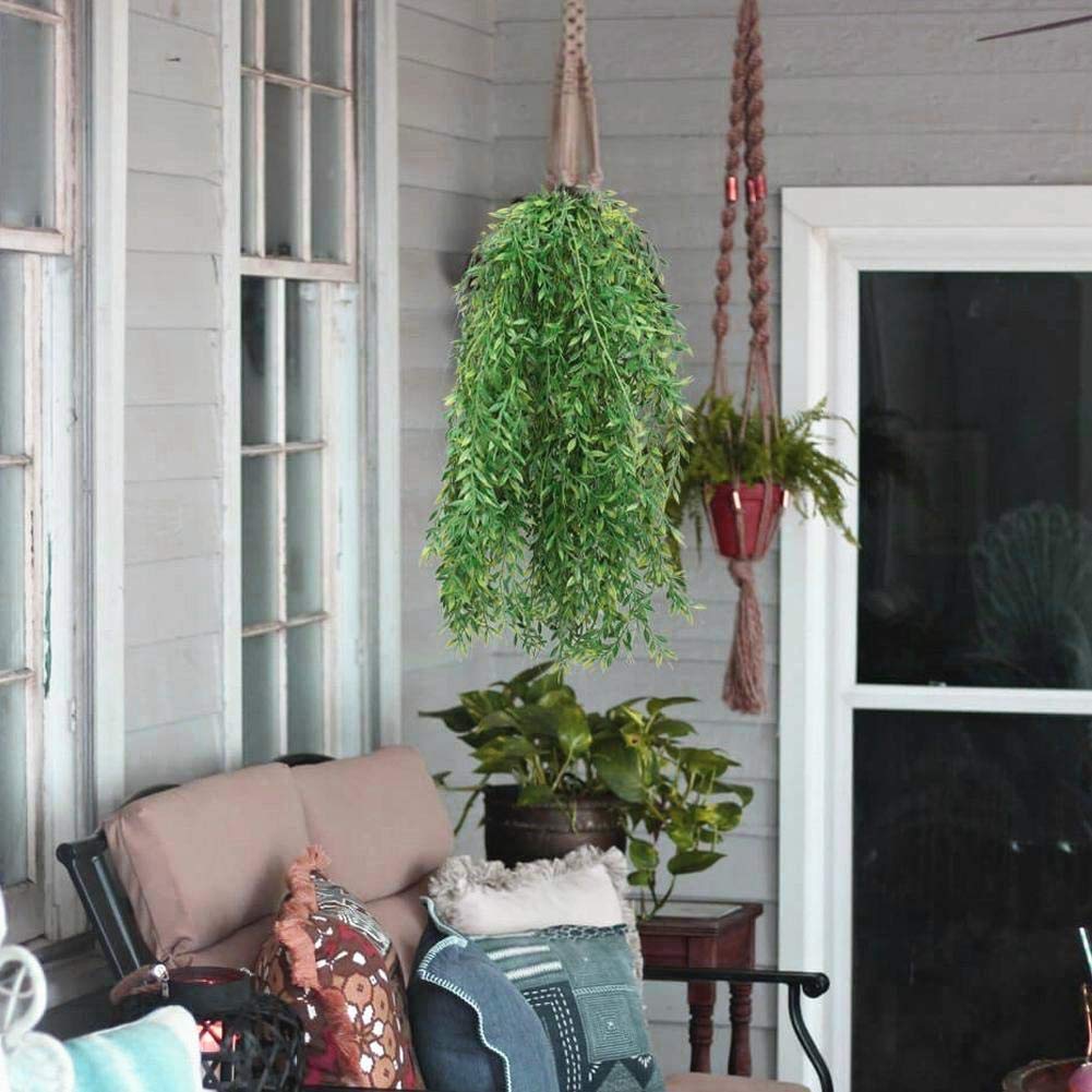 Artificial Hanging Vine, Weeping Willow Plastic Plants Greenery Leaves Fake Plant Faux Ivy Garland UV Resistant for Indoor Outdoor Garden Door Wall Baskets Wedding Party Table Decor Decoration - 4 Pcs