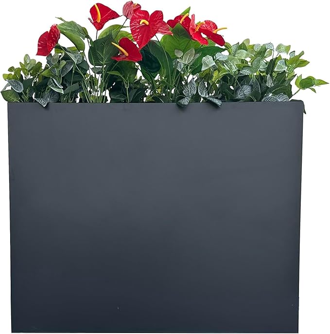 MinCHI257 38" L x 13" W x 30" H Metal Tall Rectangular Planter - Large Planter Box for Outdoor Patio/Porch Modern Design for Plants, Flowers, Garden,Spliced Flower Pot (Black)