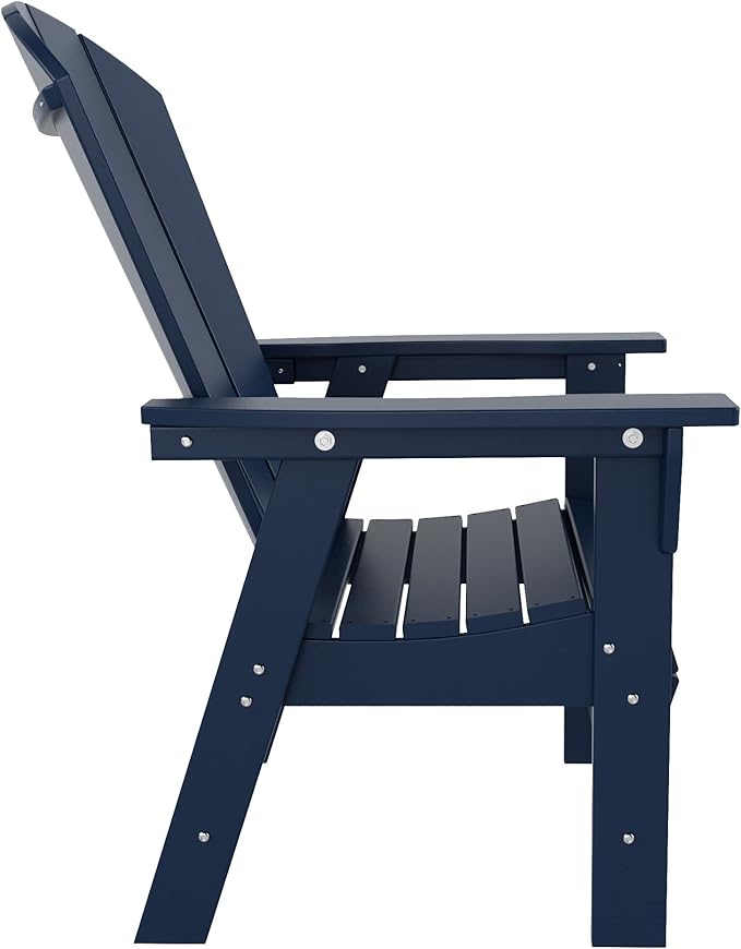 WestinTrends Malibu Malibu Outdoor Patio HDPE Plastic Adirondack Dining Chair Navy Blue