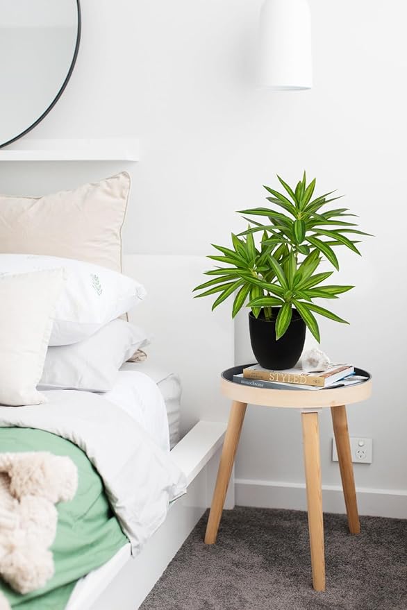 Faux Plants Dracaena Artificial Plant Realistic Green 16.1" Fake Plants in Pot Small Indoor Plants Fake Potted Plants Artificial Decor for Home Living Room Bathroom Office House Table Desk Shelf