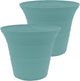 The HC Companies 16 Inch Sedona Round Self Watering Planter Pots, Lightweight UV-Resistant Plastic Indoor & Outdoor Planters, 2-Pack Flower Pots for Garden & Home Decor, Dusty Teal