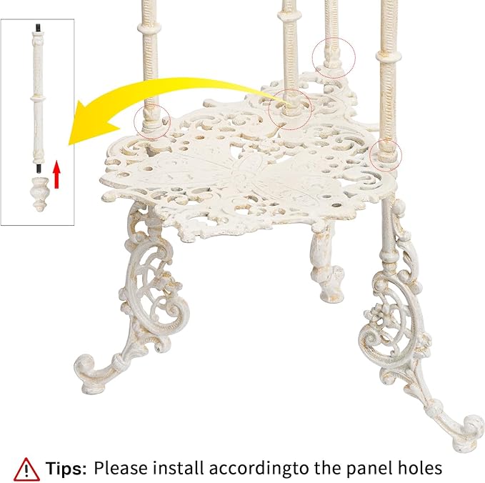 Sungmor Vintage Cast Iron 3-Tier Plant Stand, Elegant Butterfly & Floral Design with Antique White Finish, 28 Inch Tall Rustic Flower Pot Holder, Heavy Duty Metal Display Shelf for Indoor and Outdoor