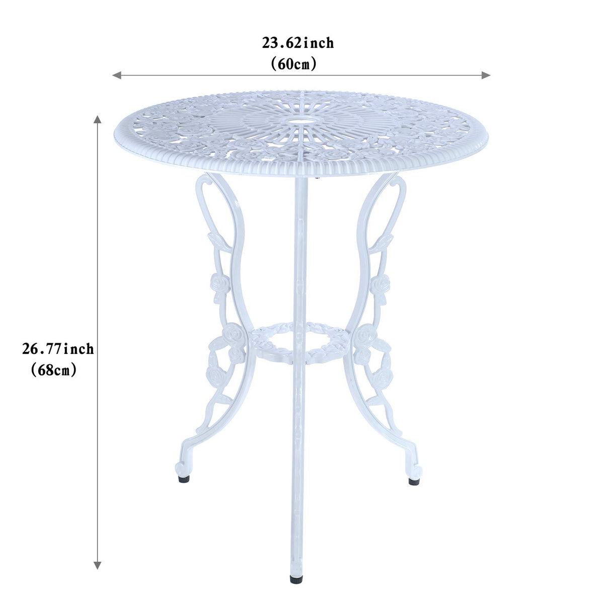 C/G 3-Piece Bistro Set - Outdoor Patio Table Set, Anti-Rust Cast Aluminum, White