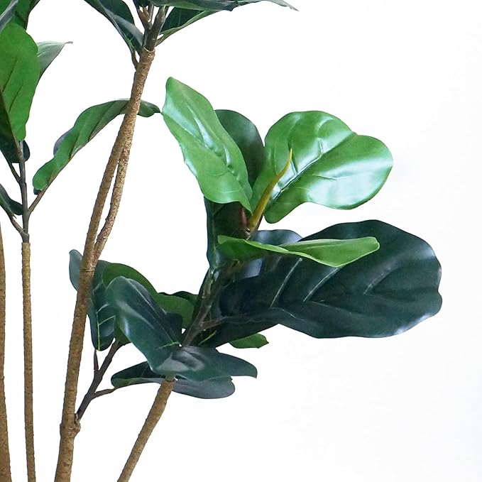 Artificial Tree in Modern Geometric Pattern Planter, Fake Ficus Lyrata Silk Tree for Indoor and Outdoor Home Decoration - 66" Overall Tall (Plant Pot Plus Tree)