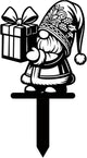 Magilab Personalized Iron Yard Stake - Christmas Cute Gnome Dwarves Decor, 8-Inch Black Metal Garden Sign for Outdoor (Style O)