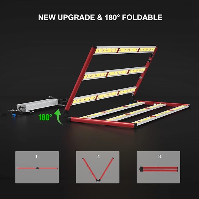 AGLEX 600W LED Grow Lights, Full Spectrum Grow Light with UV IR, Daisy Chain Plant Bar Style Grow Light Foldable & Dimmable for Indoor Growing Commercial Hydroponic Growing Lamp 5x5ft Core Coverage