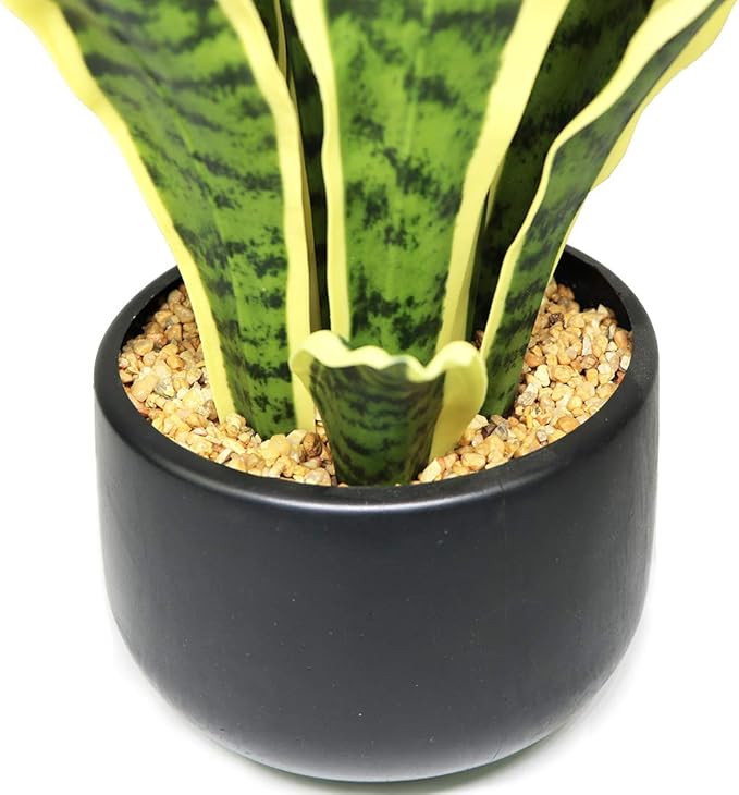 Bird Fiy Artificial Snake Plant 22.5" Faux Agave Fake Sansevieria Artificial Potted Plants for Indoor and Outdoor Home Office Décor