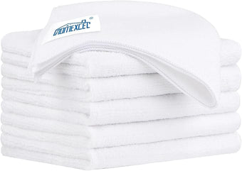 HOMEXCEL White Microfiber Cleaning Cloth 6 Pack 12.5 x 12.5 inch Microfiber Towels for Cars Ultra Absorbent Car Washing Cloth Lint Free Streak Free Cleaning Rags for Car Kitchen Window