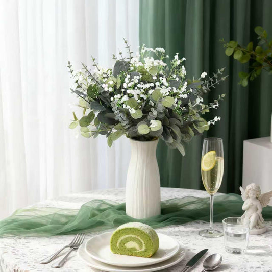 Ecerangus 60 Pcs Mixed Artificial Eucalyptus Leaves Stems Bulk,Baby Breath Artificial Flowers Bulk with Eucalyptus Leaves Greenery Stems for DIY Bouquets Wedding Floral Home Decor (Green-60pcs)
