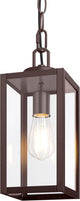 BesLowe 1-Pack Outdoor Pendant Light, 13” Modern Hanging Lantern Light for Outside, Brown Exterior Pendant Lighting Fixture with Adjustable Chain, Outdoor Chandelier for Porch, Gazebo, Front Door