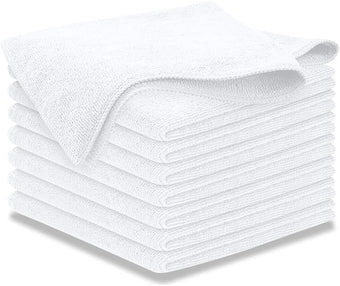 USANOOKS Microfiber Cleaning Cloth - White - 8Pcs (12.5x12.5 inch) High Performance - 1200 Washes, Ultra Absorbent Car Towel Traps Grime & Liquid for Streak-Free Mirror Shine - Car Washing Cloth