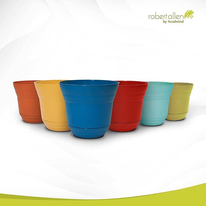 Headwind Traverse Planters – 5" 2 Pack Plastic Plant Pot in Harvest Yellow - Indoor & Outdoor Pots for Plants with Drainage - Decorative Plant Pot, Flower Pots Outdoor for Garden by Robert Allen