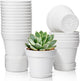 T4U 4 Inch Plant Pots 18-Pack, Small Flower Pots with Saucer and Drainage Hole, Durable Plastic Pots, Nursery Small Flower Pot Bulk for Plants, Succulent, Violet, Decorative (18 Pack 4" Pot, White)