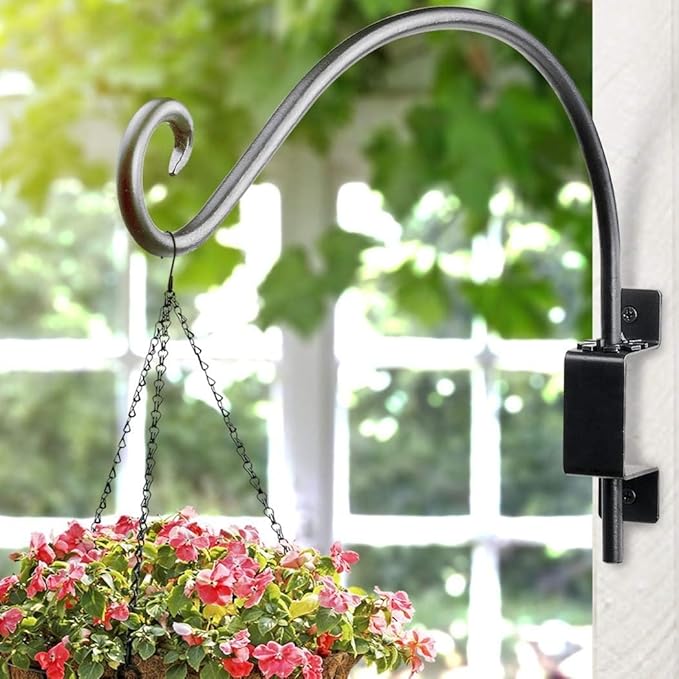 Lifyzoon Swivel Bird Feeder Hanger Hook: 16-Inch Swivel Hanging Plant Bracket, 30lb Weight Capacity - Outdoor Wall Hooks for Bird Feeder, Wind Chimes, Heavy Plants
