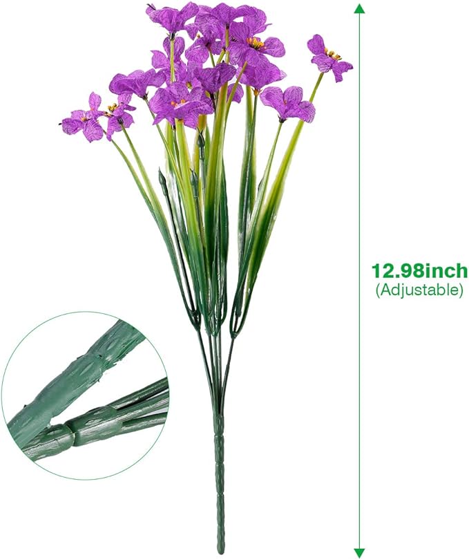 JEMONG 20 Bundles Artificial Flowers Outdoor UV Resistant Fake Flowers No Fade Faux Plastic Plants Garden Porch Window Box Decorating(Purple)…