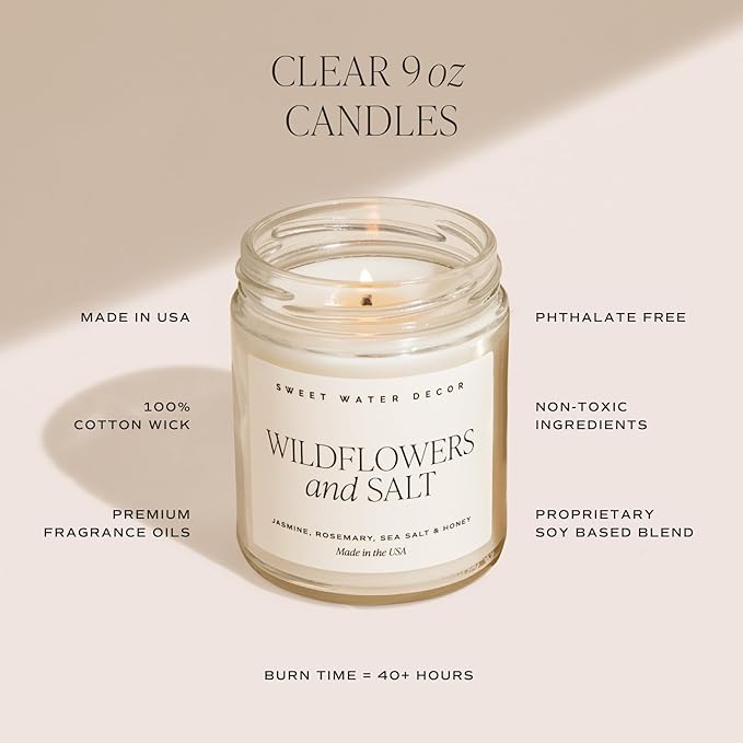Sweet Water Decor Christmas Tree Candle - Pine Needles, Cedarwood, Cypress, and Evergreen Soy Holiday Scented Candles for Home - 9oz Clear Jar Candle, 40+ Hour Burn Time, Made in The USA
