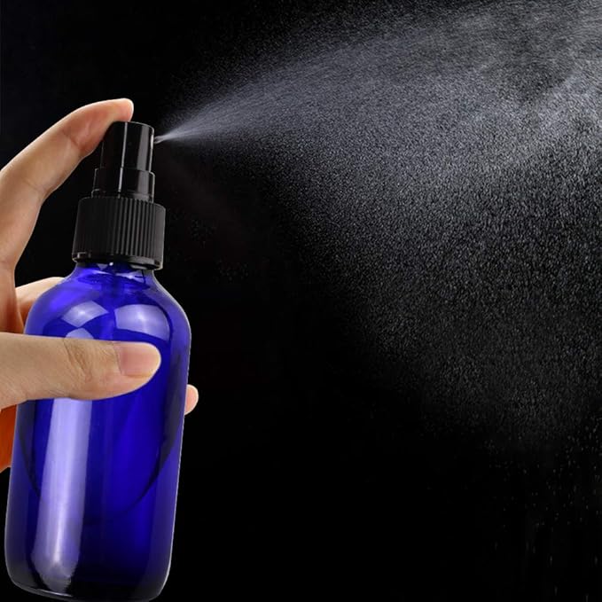 Wedama Spray Bottle, 4 oz Fine Mist Glass Spray Bottles, Little Refillable Liquid Containers for Watering Flowers Cleaning(16 Pack, Blue)