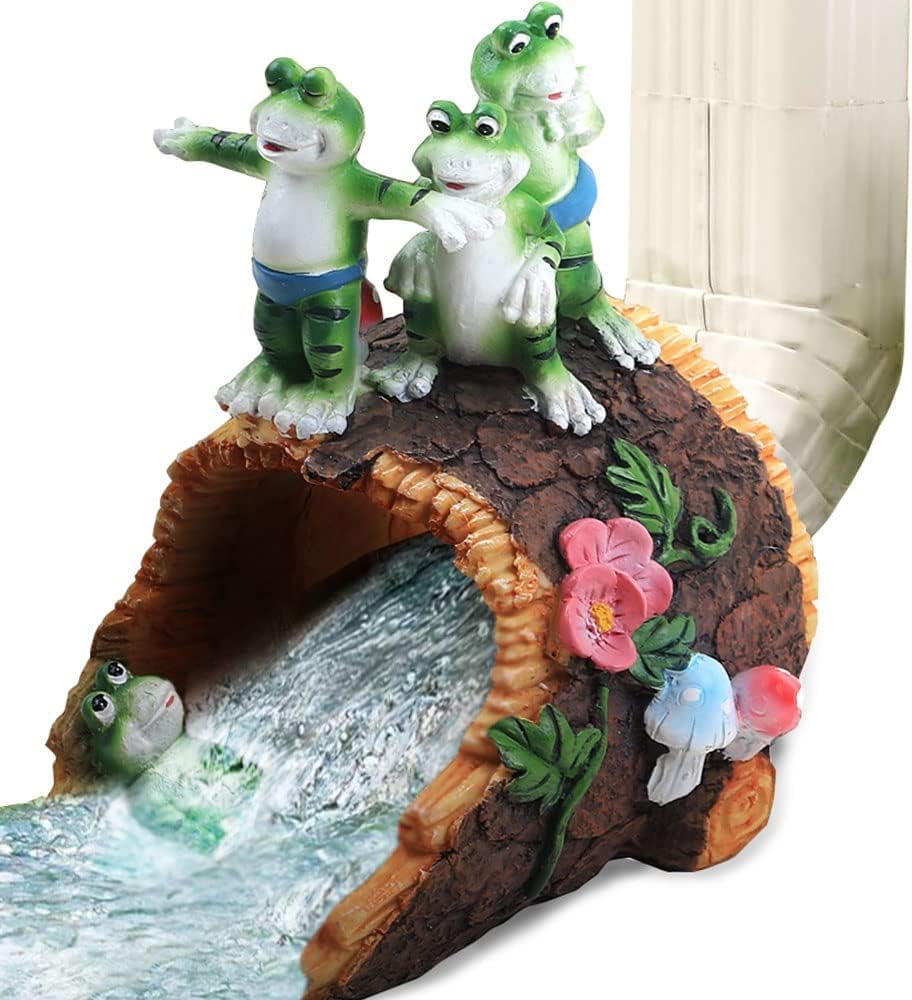 APX Frog Gutter Downspout Extensions, Decorative Splash Block Statue.