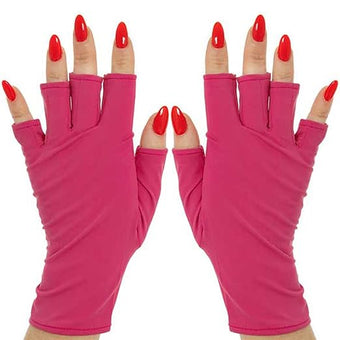 ManiGlovz - The Original UPF 50+ UV Light Protective Nail Gloves for Women, Large, Lolita(Pink)