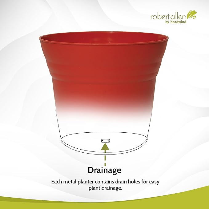 Headwind Traverse Planters – 7" 2 Pack Plastic Plant Pot in Brick Red - Indoor & Outdoor Pots for Plants with Drainage - Decorative Plant Pot, Flower Pots Outdoor for Garden by Robert Allen