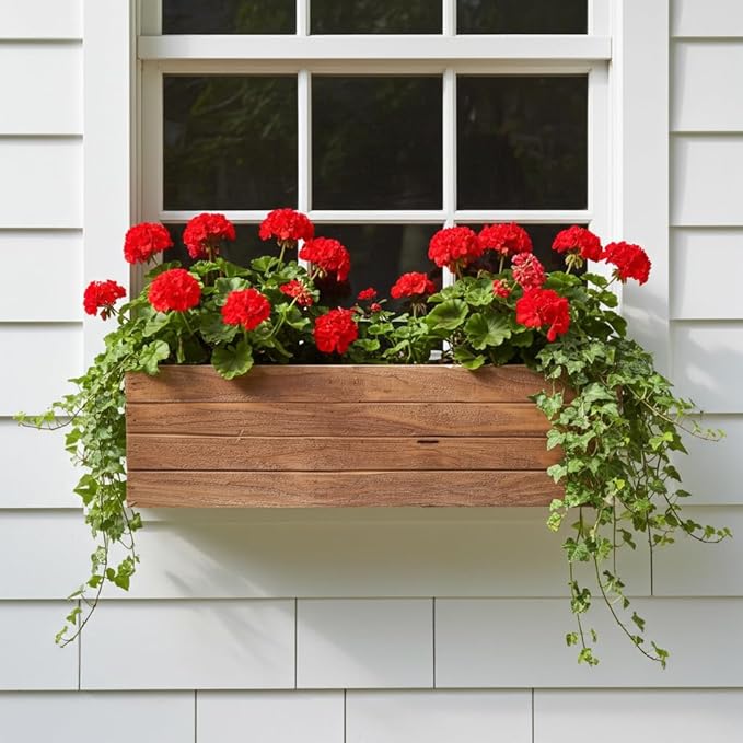 Handmade Rustic Cedar Herb Window Planter Box – Wooden Window & Railing Planter for Indoor or Outdoor Use, Made in USA (35)