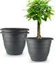 RooTrimmer 3 Pack Large 16 Inch Plastic Plant Pots for Outdoor Plants,Durable & Lightweight Flower Pots with Drainage Holes,Weather-Resistant Large Planters for Patio Garden(Gray)