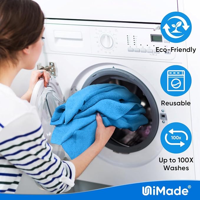 Shop Towels Rags, 50 Pack Reusable Shop Rags Bulk Microfiber Cleaning Cloth Lint Free Cleaning Towels for Car Kitchen Automotive Bar Mechanic Restaurant Garage, 11.5"x 11.5", Blue