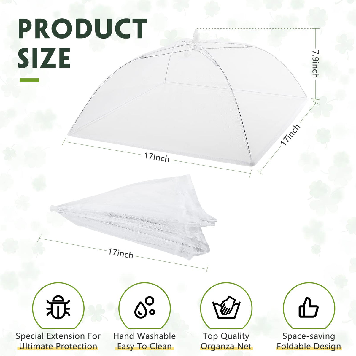 Sawysine 4 Pack Mesh Plant Cover Dome Tent Protector,17 X 17 Inch,White